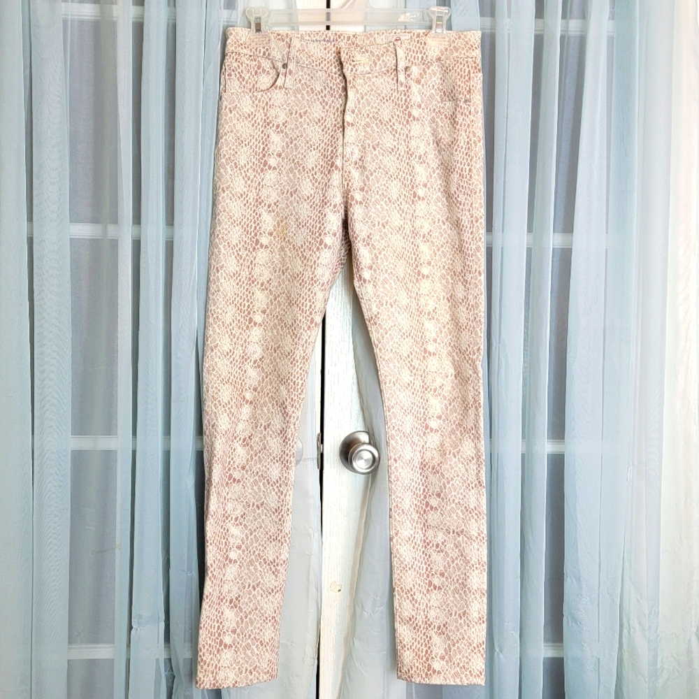 AG Adriano Goldschmied High Rise Ankle Skinny Jeans Farrah Snakeskin Womens 28R